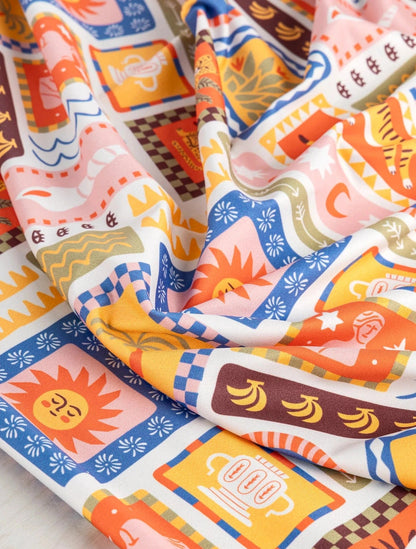 Summer Adventure Tile Print Recycled Swim Knit (Per ½ Meter)