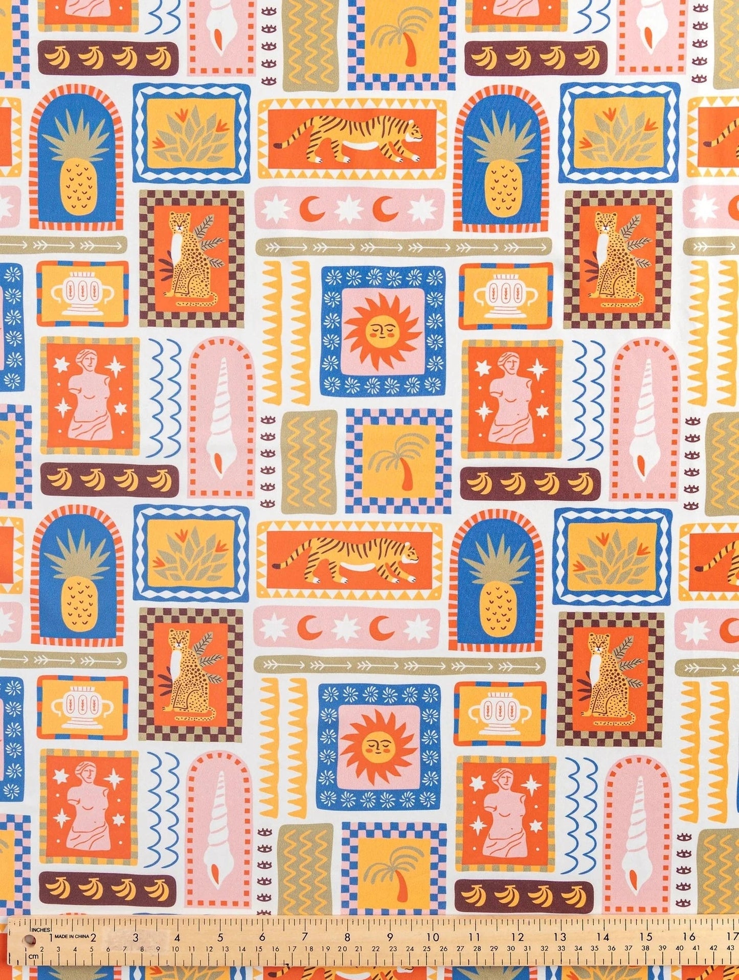 Summer Adventure Tile Print Recycled Swim Knit (Per ½ Meter)