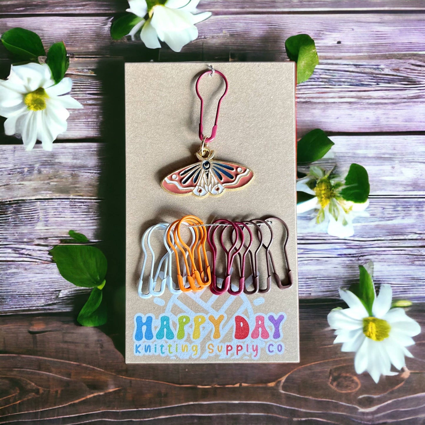 Moth Stitch Marker & Progress Keeper with Bulb Pins