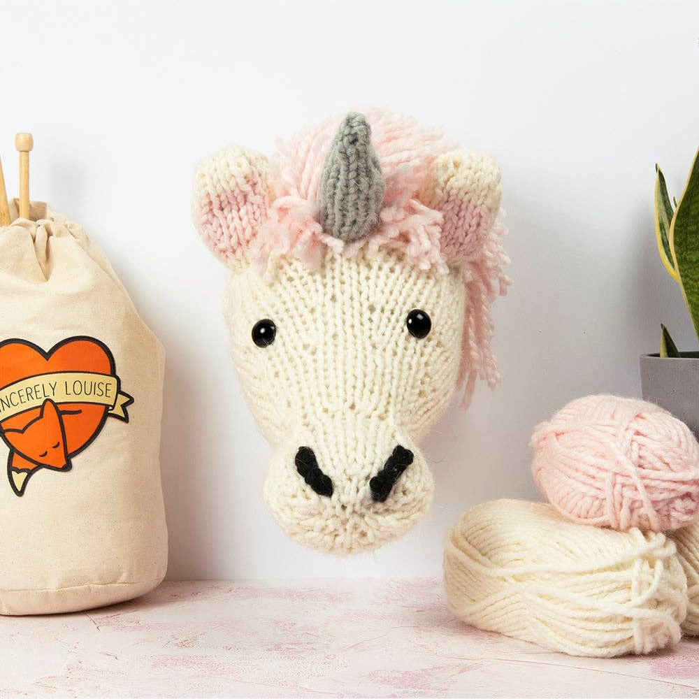 Giant Unicorn Head Knitting Kit by Sincerley Louise