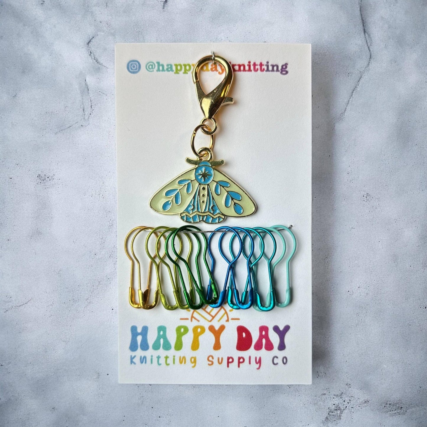 Moth Stitch Marker & Progress Keeper with Bulb Pins
