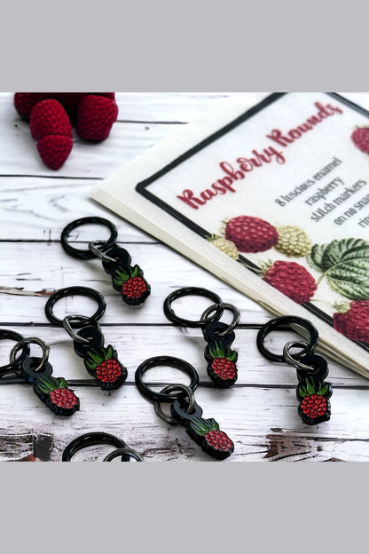 Raspberry Enamel Stitch Markers (8-Pack)