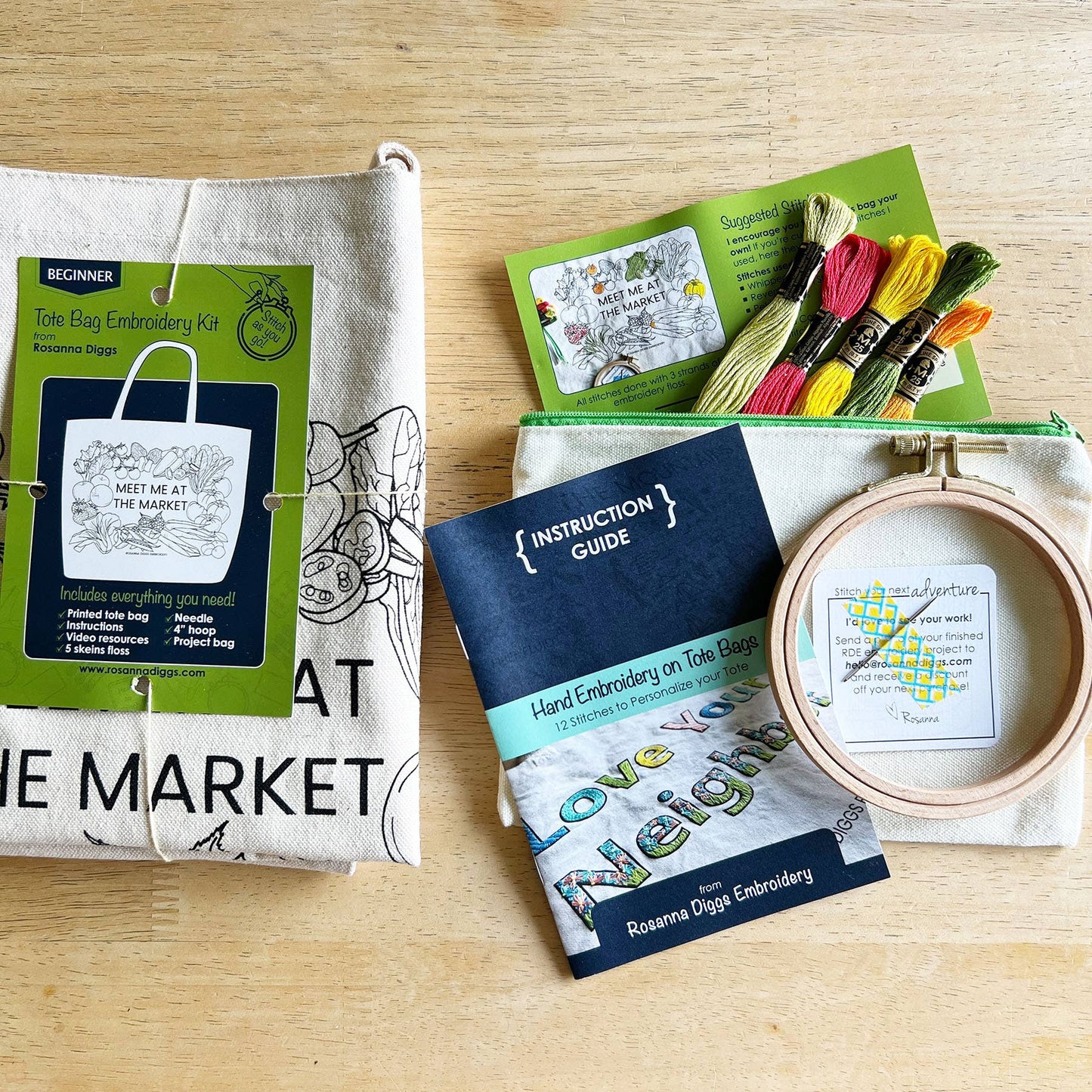 Meet Me at the Market - Tote Bag Embroidery Kit