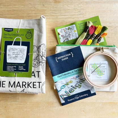 Meet Me at the Market - Tote Bag Embroidery Kit