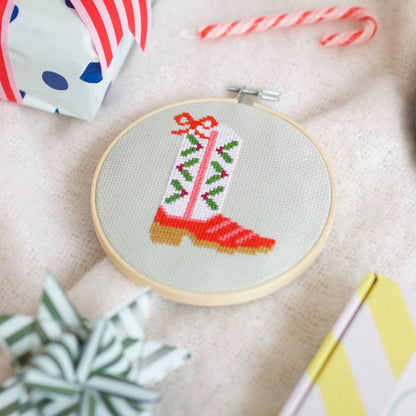 Christmas Cowboy Boot Counted Cross Stitch Kit