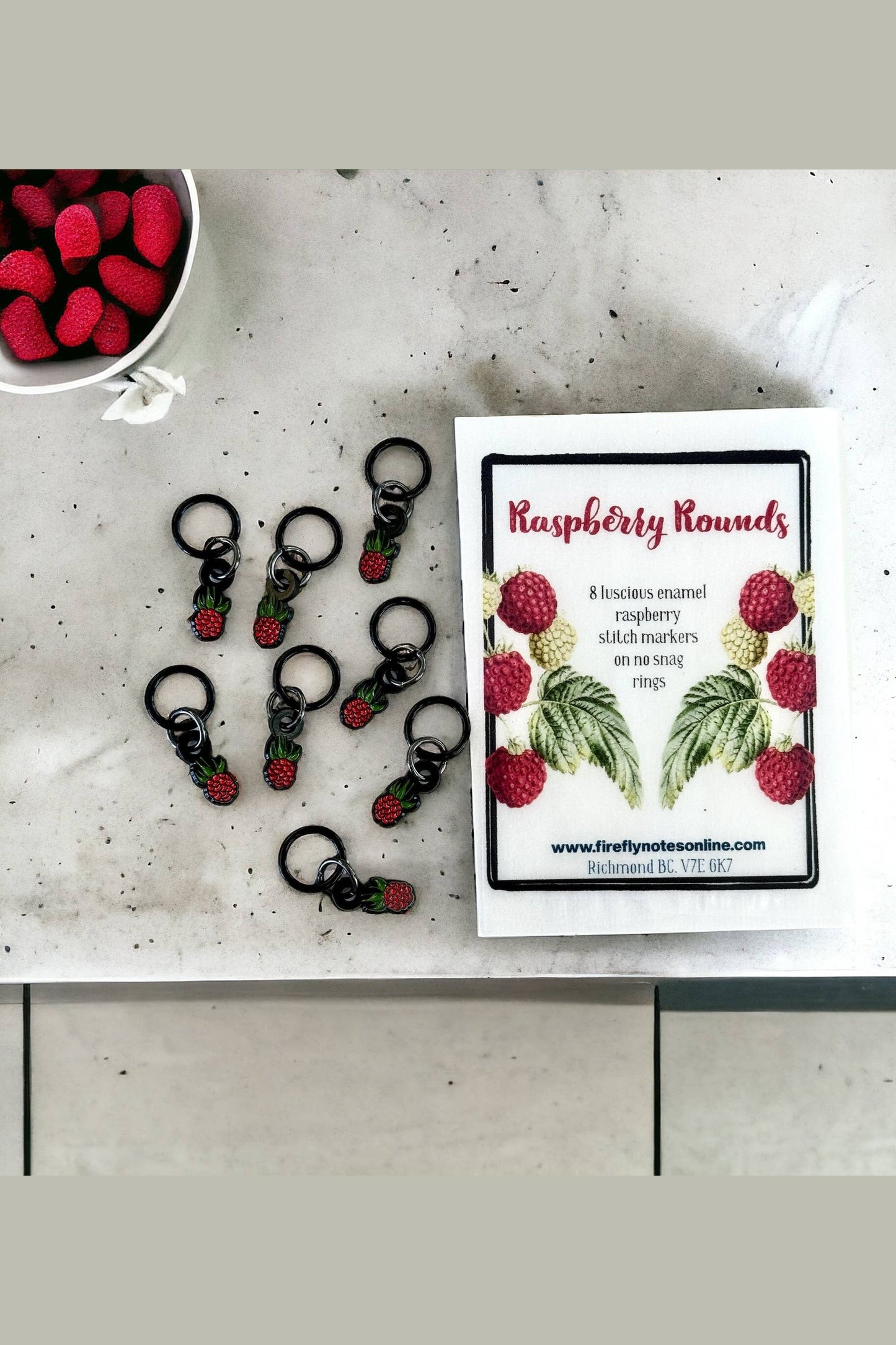 Raspberry Enamel Stitch Markers (8-Pack)