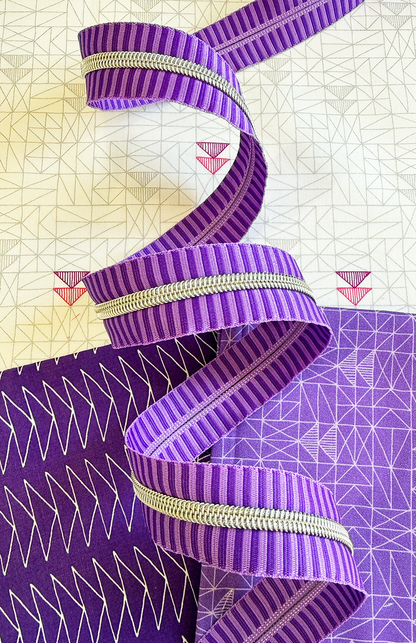 Wide Stripe Zipper Tape with Nickel - Various Colours