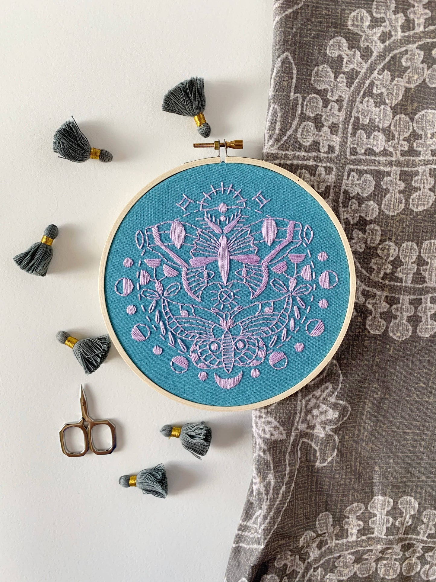 Gemini Moths - Embroidery Kit - Beginner