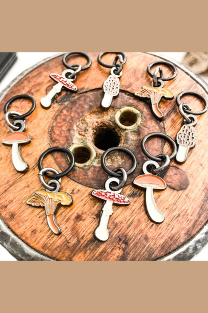 “Maker’s Mushrooms” Enamel Stitch Markers (8-Pack)