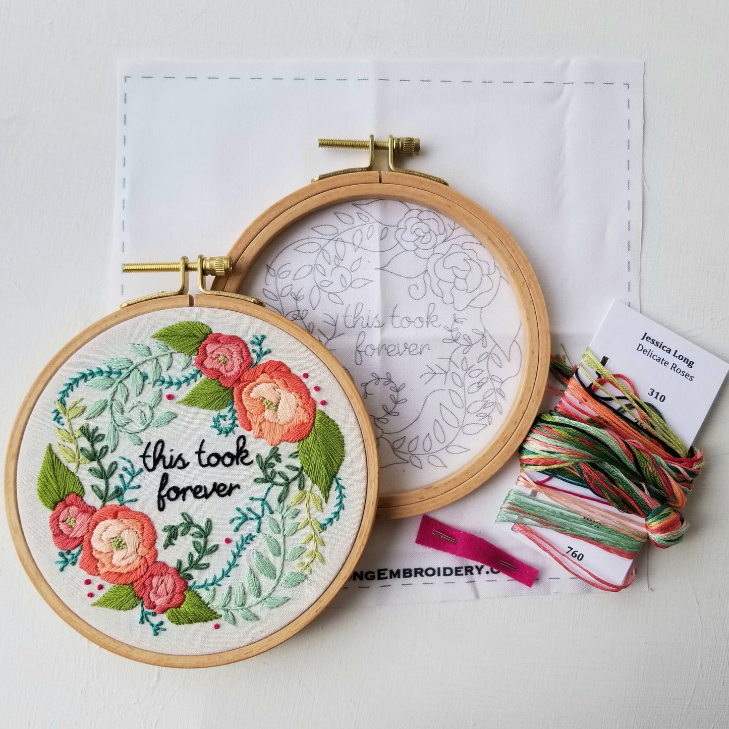 Delicate Roses - Beginner Embroidery Kit