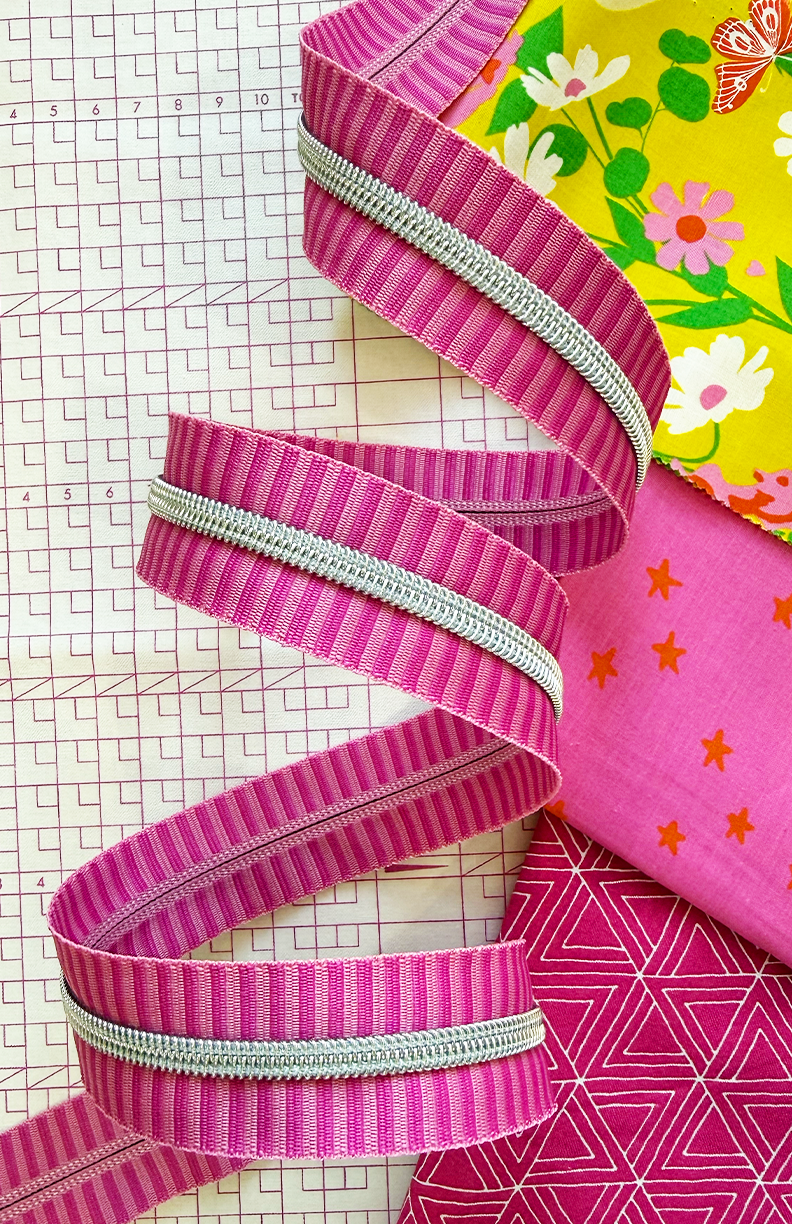 Wide Stripe Zipper Tape with Nickel - Various Colours