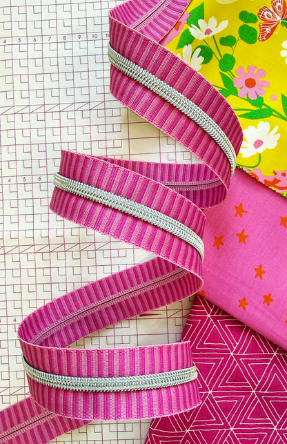 Wide Stripe Zipper Tape with Nickel - Various Colours