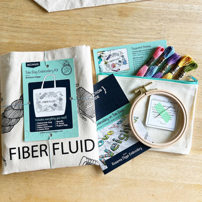 Fiber Fluid Tote Bag -  Embroidery Kit