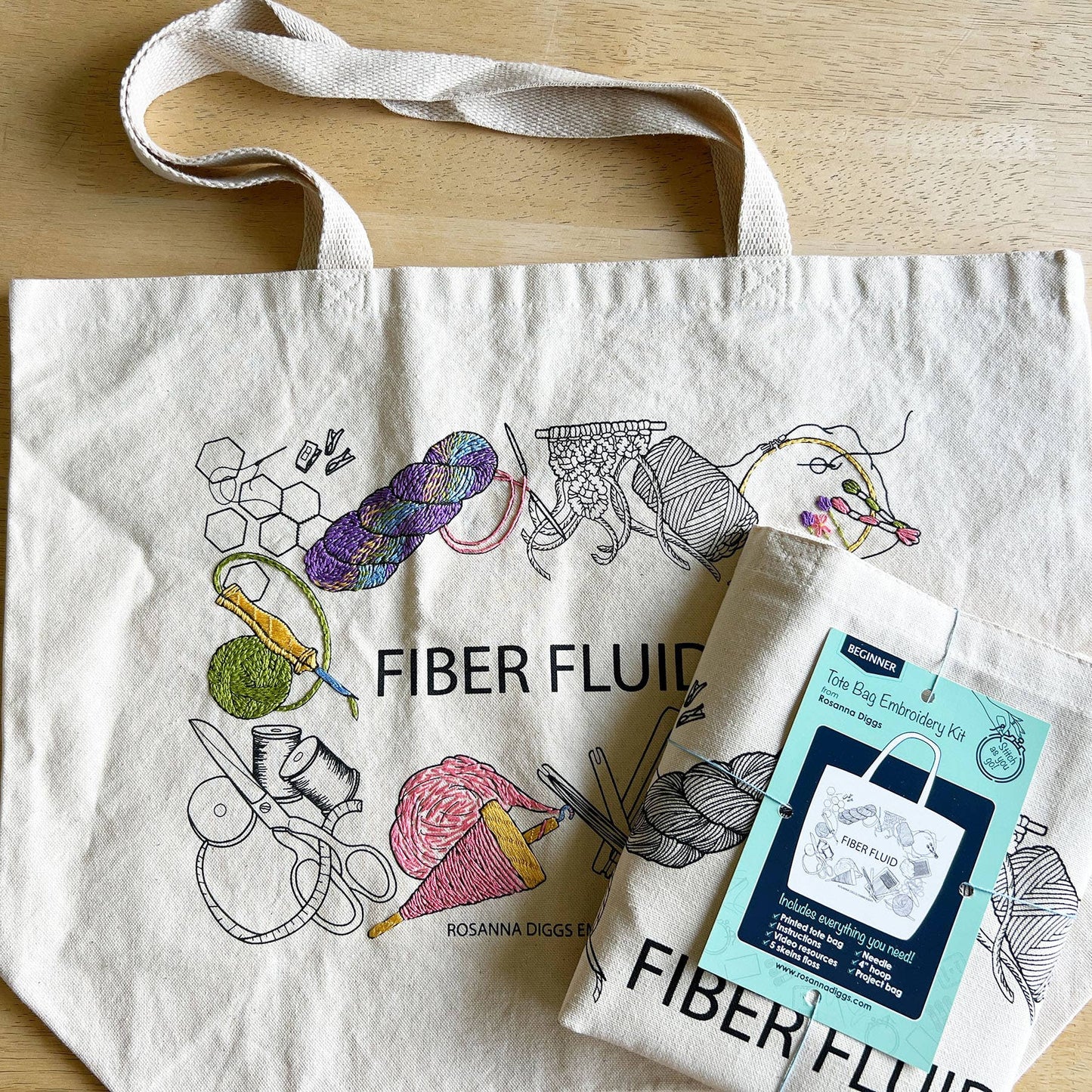 Fiber Fluid Tote Bag -  Embroidery Kit