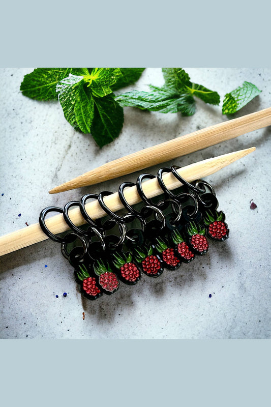 Raspberry Enamel Stitch Markers (8-Pack)