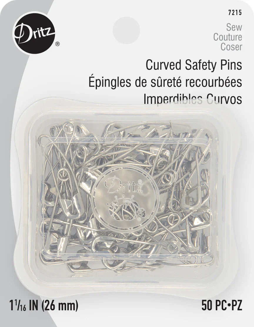 Dritz Curved Safety Pins in Nickel Plated Steel, 27mm x 50 Count