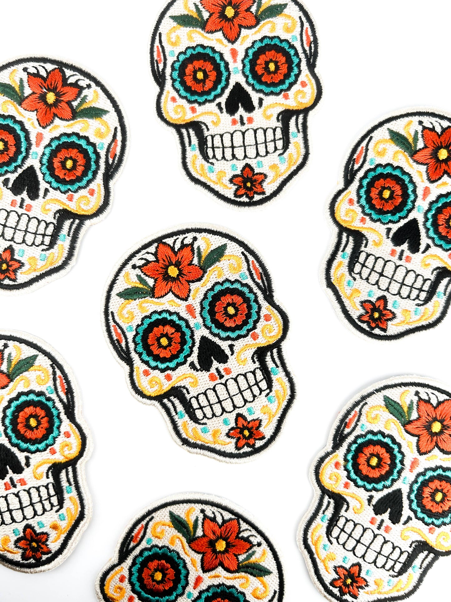 Sugar Skull - Embroidered Iron-On Patch