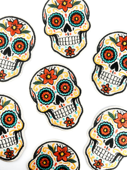Sugar Skull - Embroidered Iron-On Patch