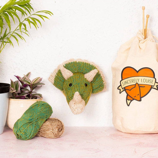 Mini Triceratops Head Knitting Kit by Sincerely Louise