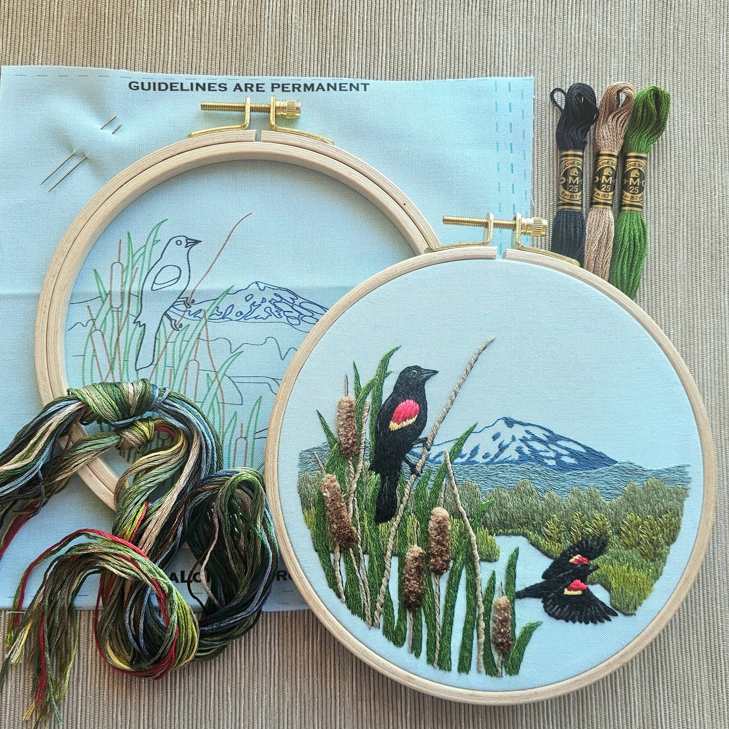 Red-Winged Blackbirds - Embroidery Kit