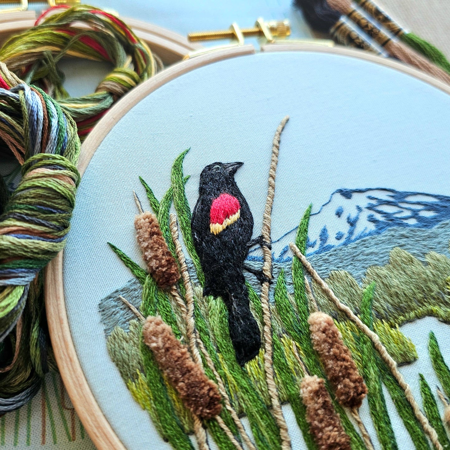 Red-Winged Blackbirds - Embroidery Kit