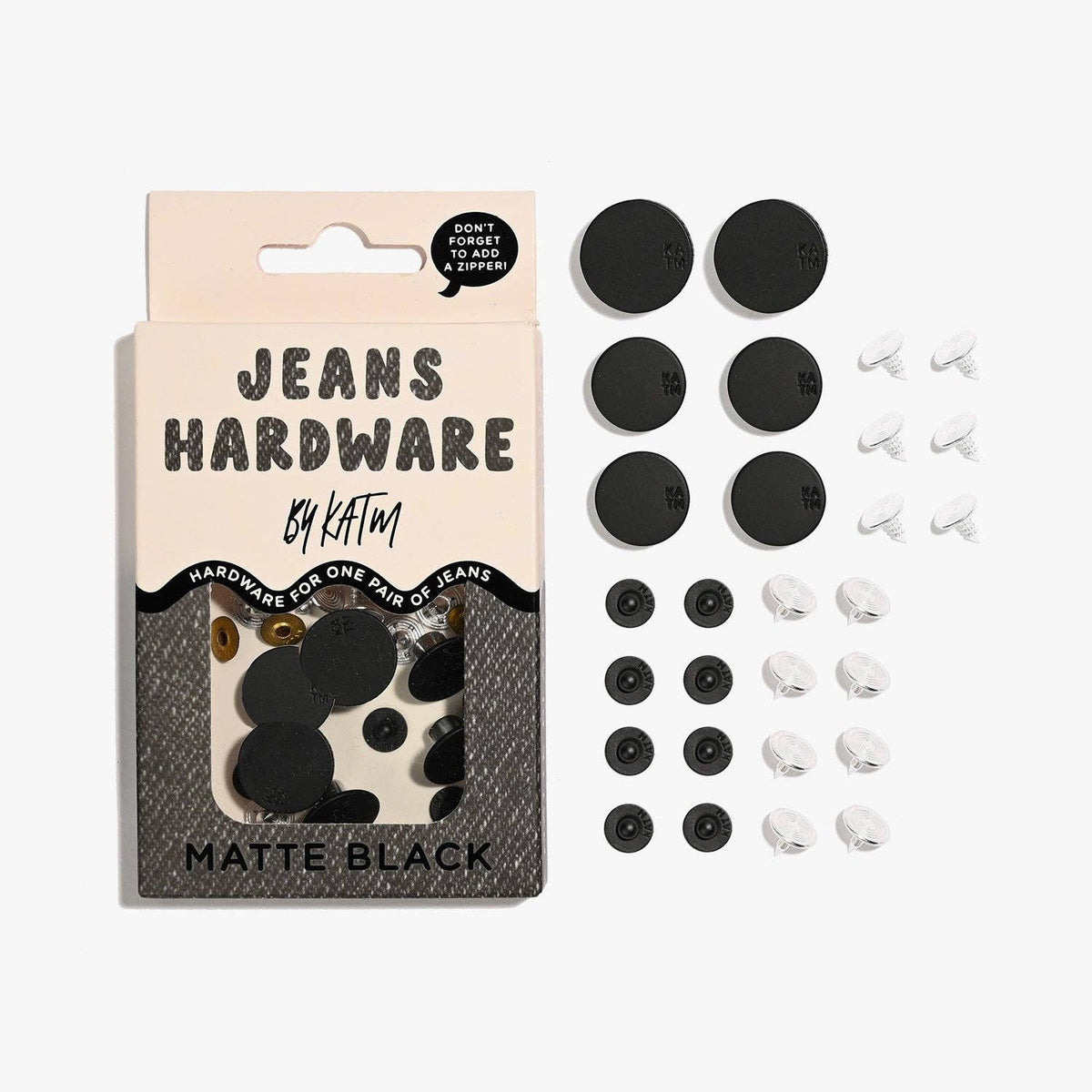 Jeans Hardware Kit | Aged Brass, Pewter & Matte Black