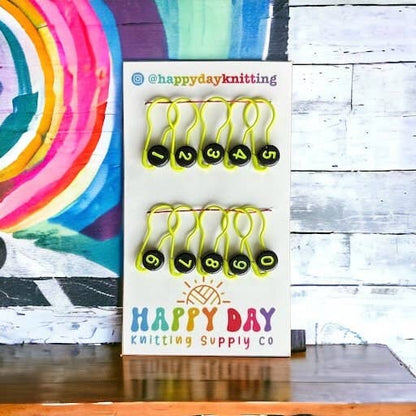 Numbered Bulb Pin Stitch Markers for Knitting - Set of 10 - Happy Day Knitting