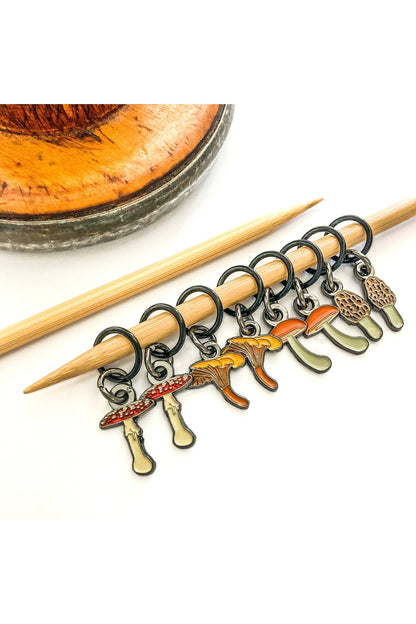 “Maker’s Mushrooms” Enamel Stitch Markers (8-Pack)