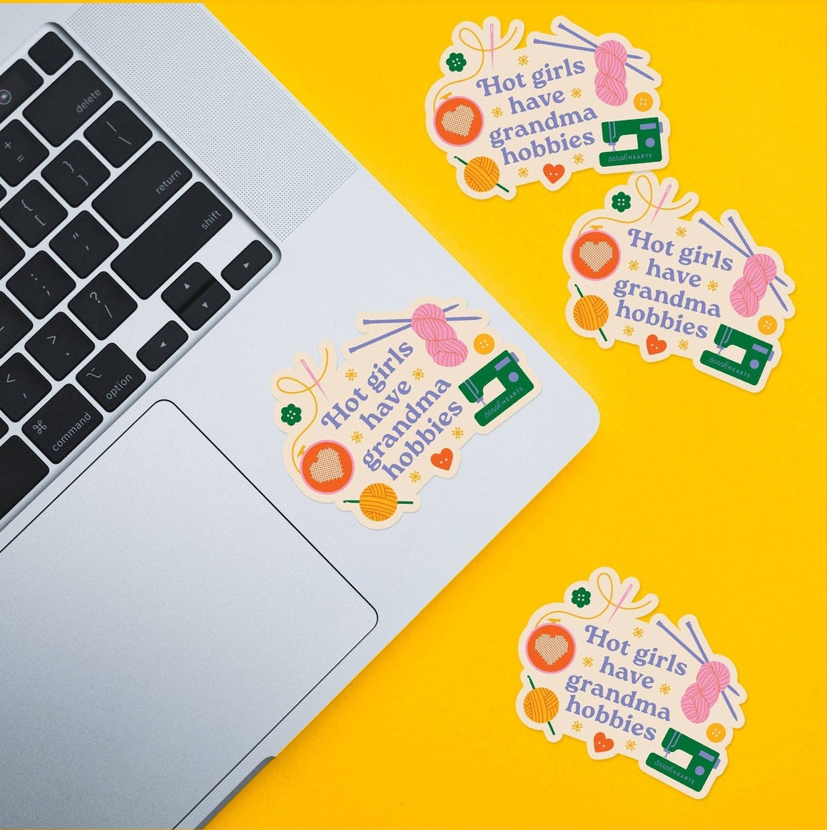 Hot Girls Have Grandma Hobbies Sticker By Sarah Hearts