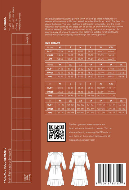 The Davenport Dress - Sizes XS-7X- Friday Pattern Company