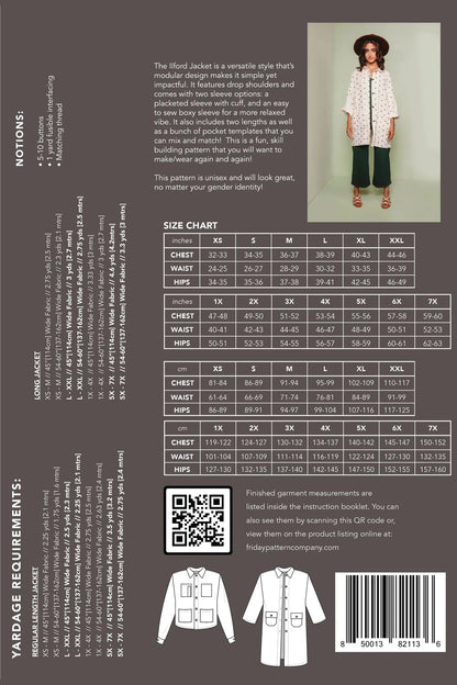The Ilford Jacket - Sizes XS-7X  - Paper Pattern