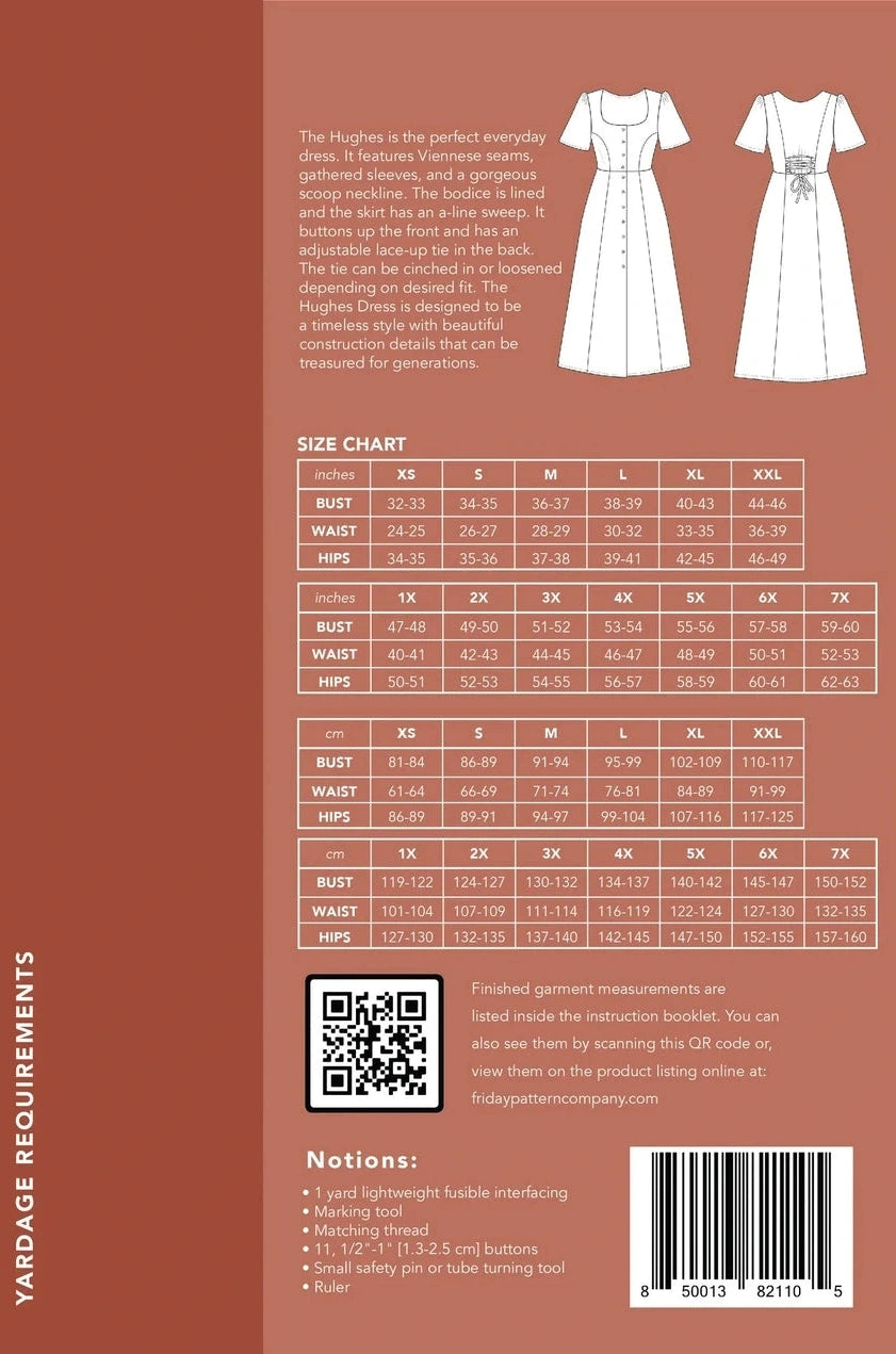 Friday Pattern Company - Hughes Dress - Sizes XS-7X - Paper Pattern