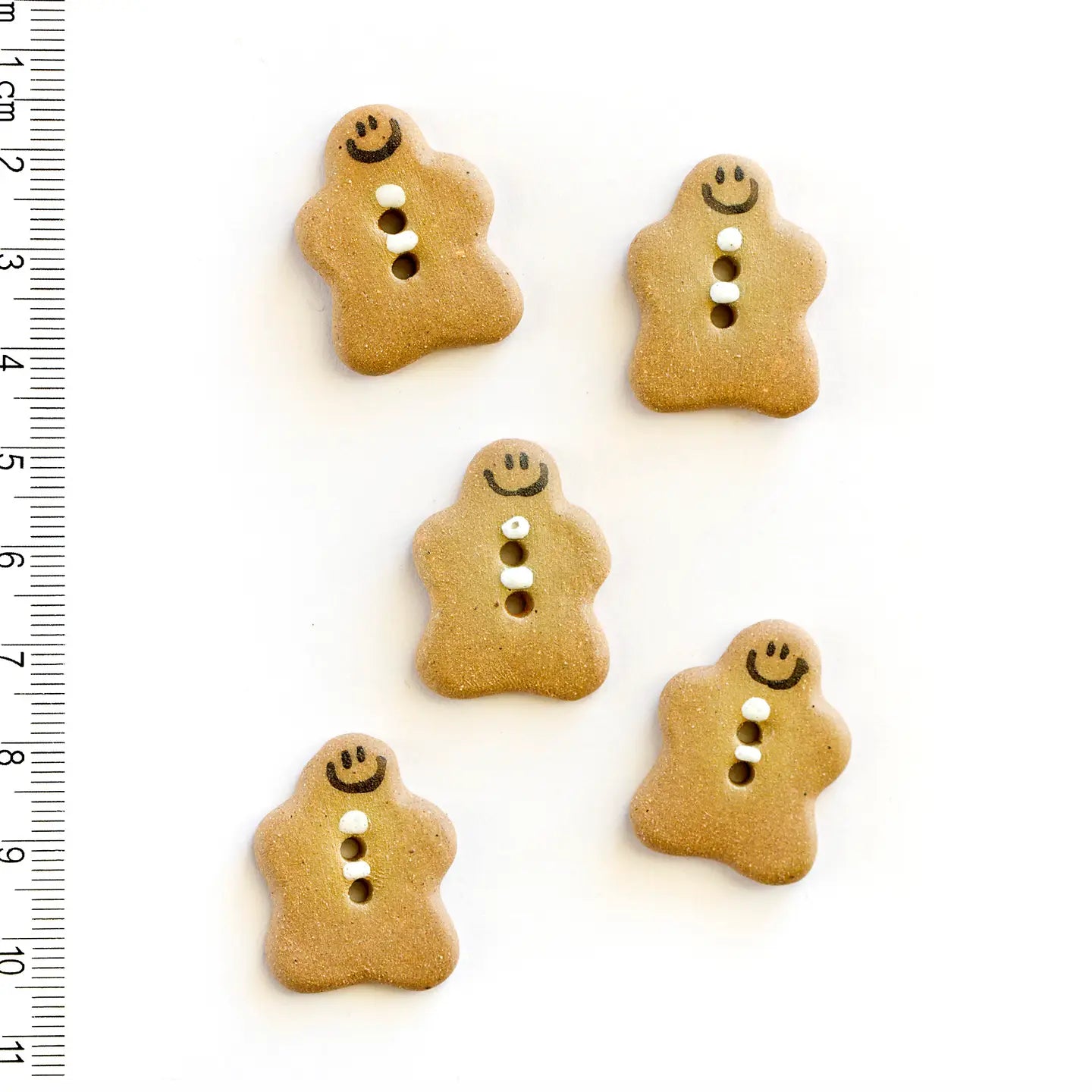 Handmade Gingerbread Cookie Sewing Buttons (Set of 5)