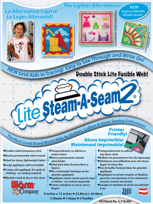 Steam-A-Seam 2 Lite, 9" X 12" (5 Sheets)