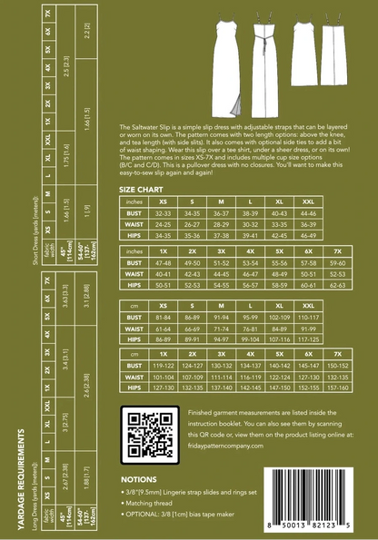 Saltwater Slip Dress - XS-7X - Paper Pattern